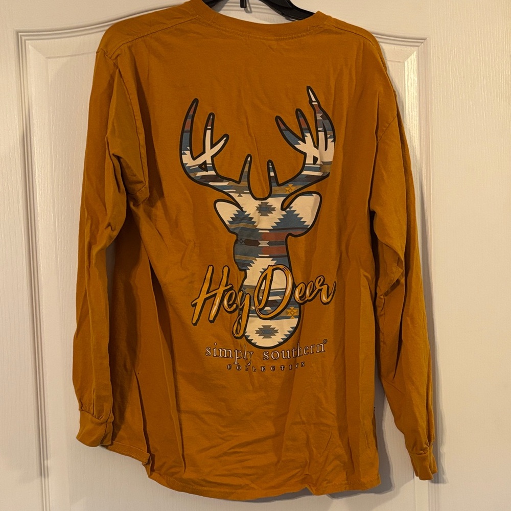 Simply Southern Long-Sleeve Tee in Mustard Gold - Picture 3 of 3